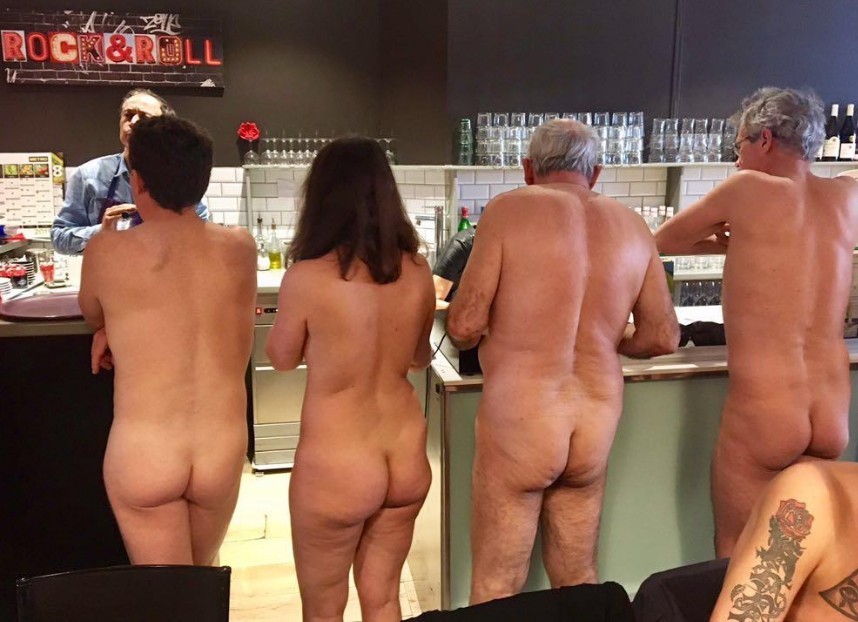 Sunday Nudist at the bar