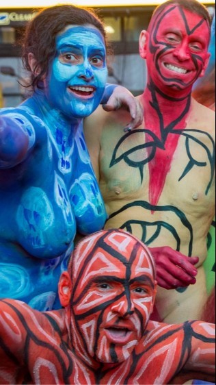 Colourful body painted people