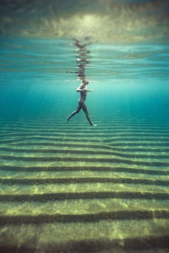 Man 'walking' under water