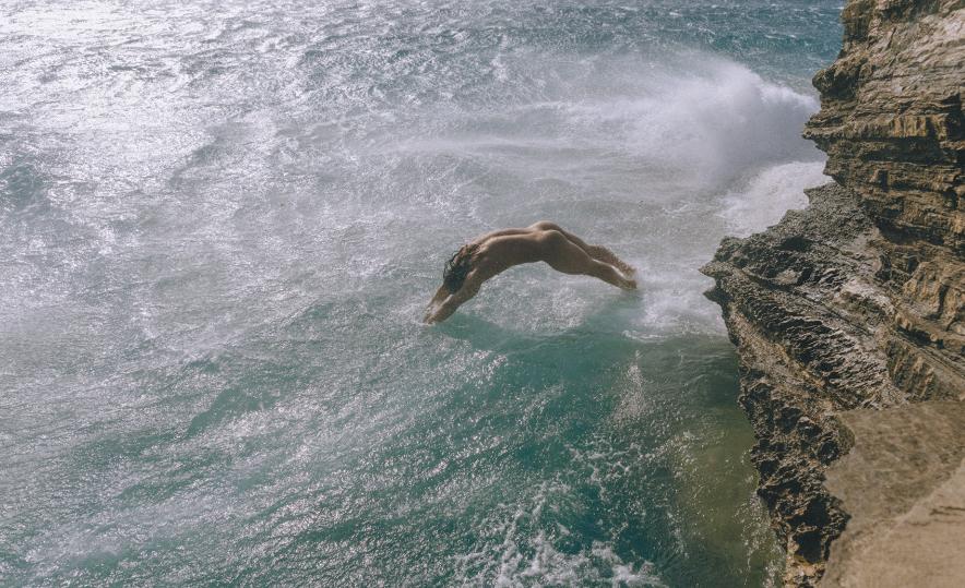 Diving into the water