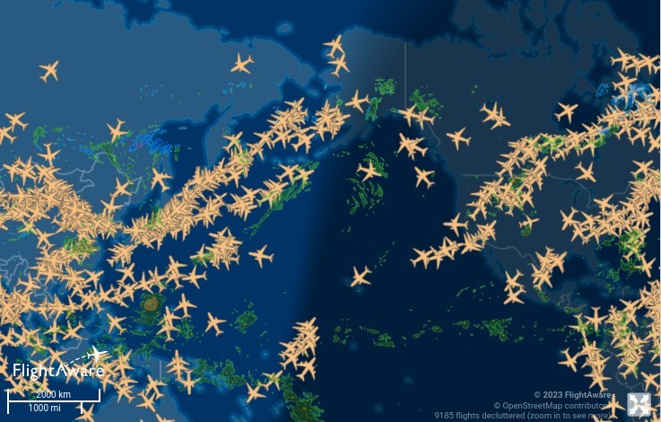 Image of flights on FlightAware