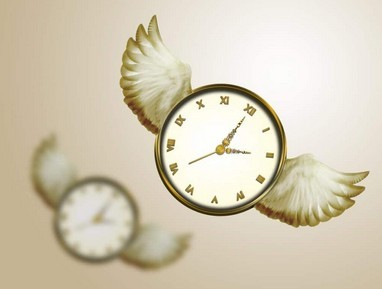 Clock with wings.