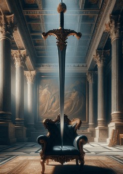 Sword of Damocles hanging over a chair