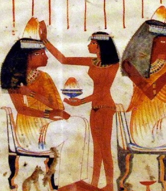 Egyptian painting with a nude person in it