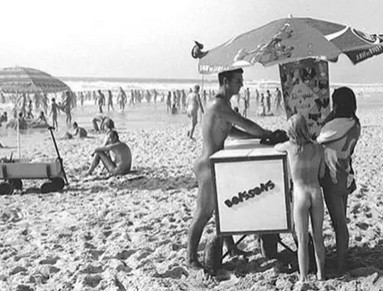 Ancient naturist scene at a beach