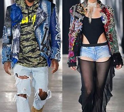 People in odd clothes, at a fashion show