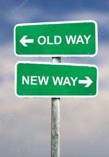 Road sign pointing to Old Way and New Way