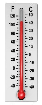 Thermometer showing high temperatures