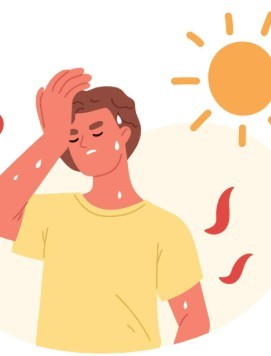 Drawing of person overheating in the sun