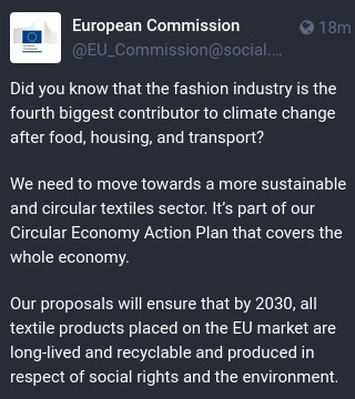 EU confirms that Fashion industry is 4th largest climate change contributor