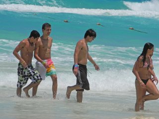 non-nudists, clothed beach-goers