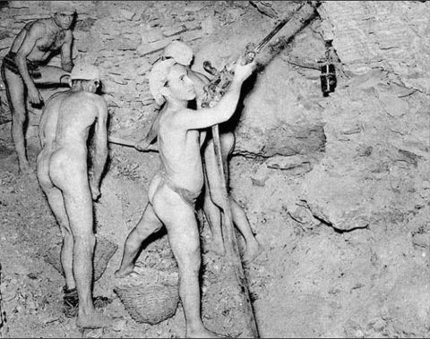 working naked in a mine