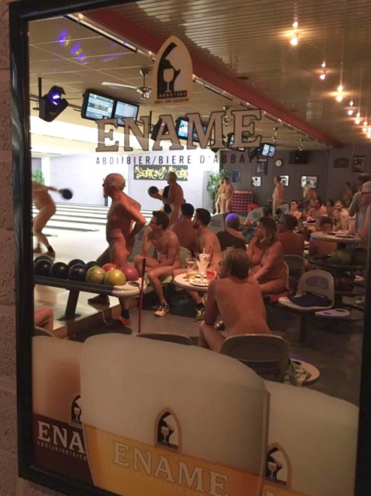 Nudist bowling alley